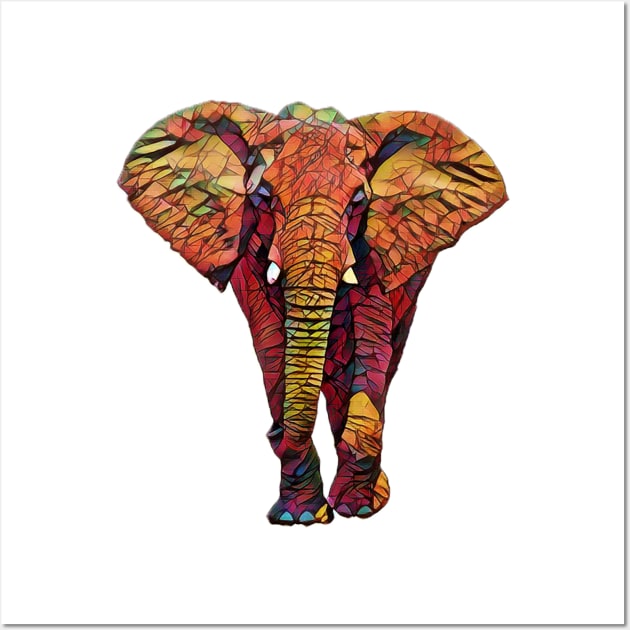 Cute Colorful Elephant Design Wall Art by Sanzida Design